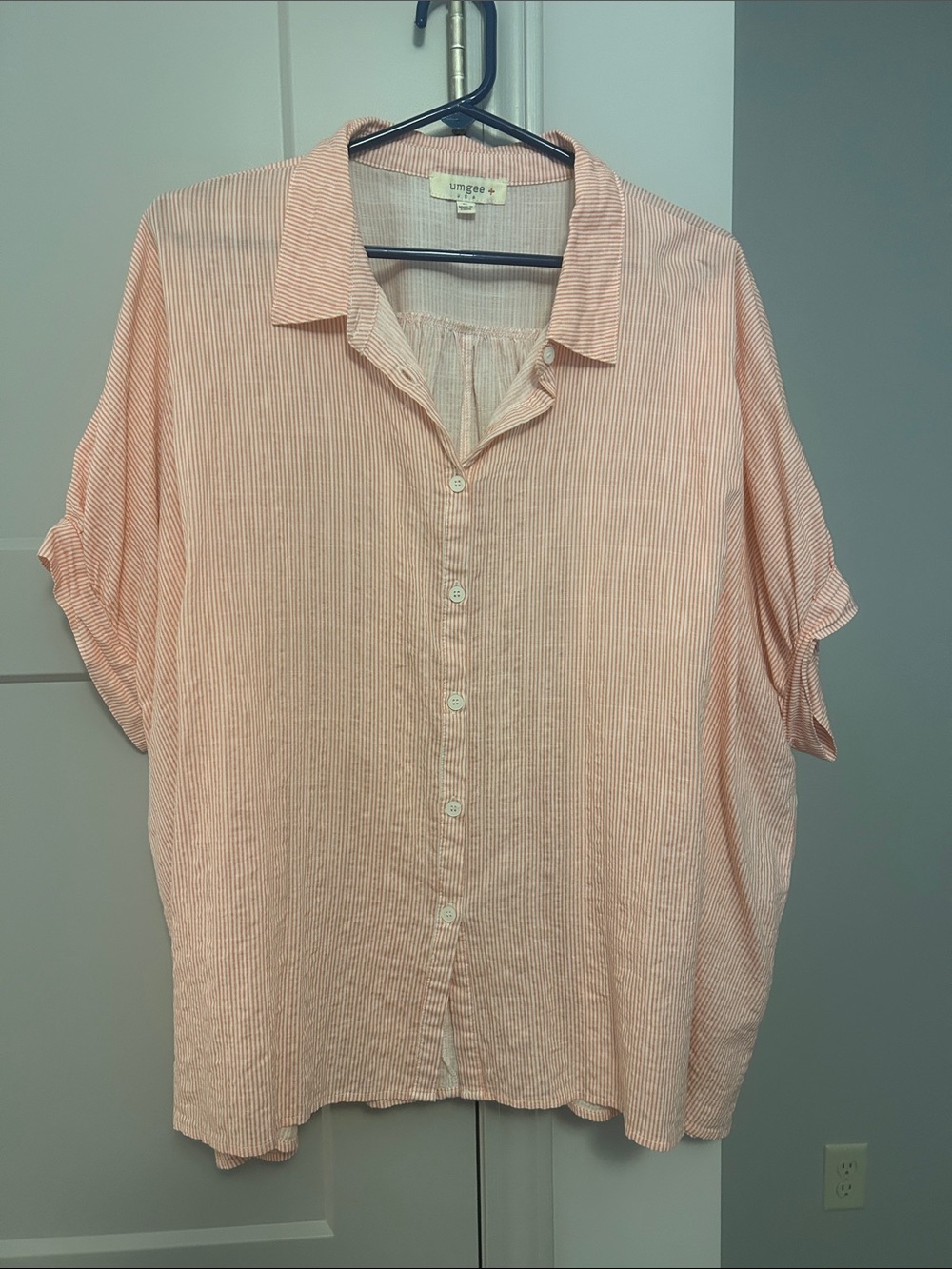 Umgee Light Pink Striped Button-Down Shirt